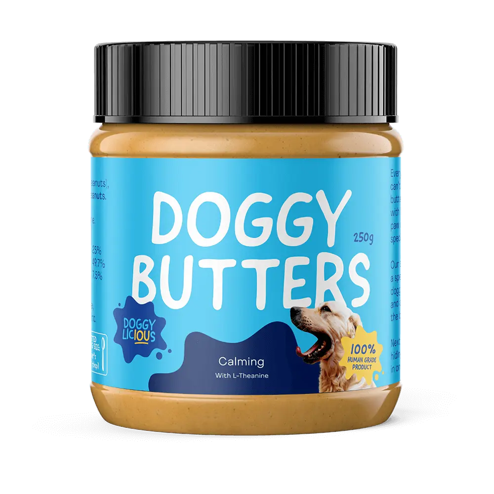 Calming peanut butter treats with L-Theanine for dogs.