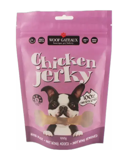 Chicken jerky treats included in the Rainbows & Unicorns Dog Gift Box.