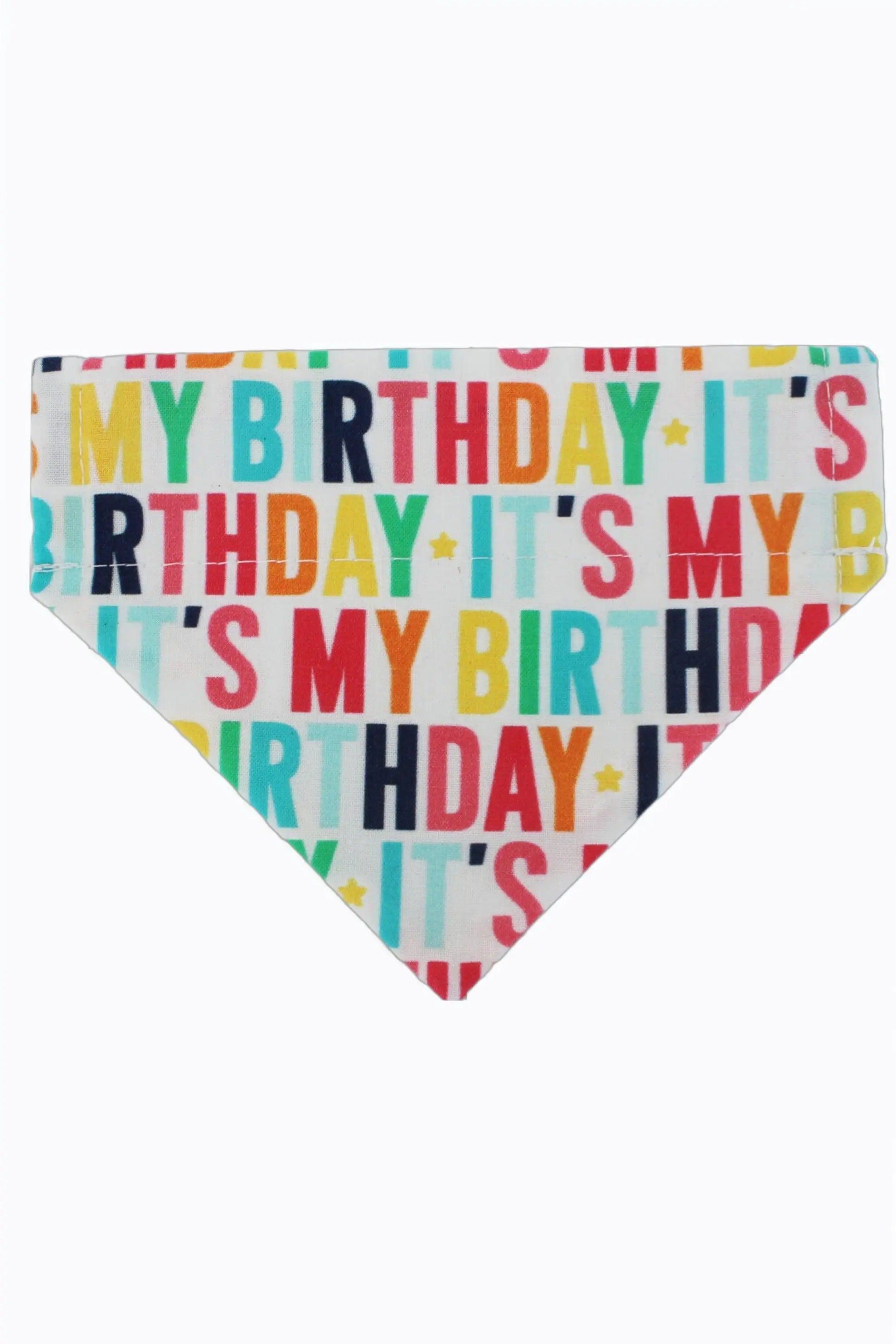 Dog wearing Birthday Bandana with colorful rainbow writing - Perfect Dog Birthday