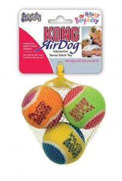 KONG Dog Birthday Gift - Squeaky Tennis Balls for Dogs - Durable Birthday Dog Toy