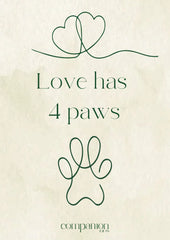 Love Has 4 Paws Cat Gift Card with paw print design 